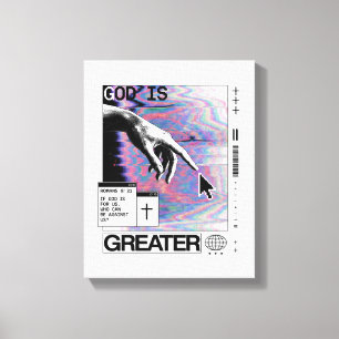 Impressão Em Tela Romanos 8:31 Mão de Deus Cyberpunk Glitch Art