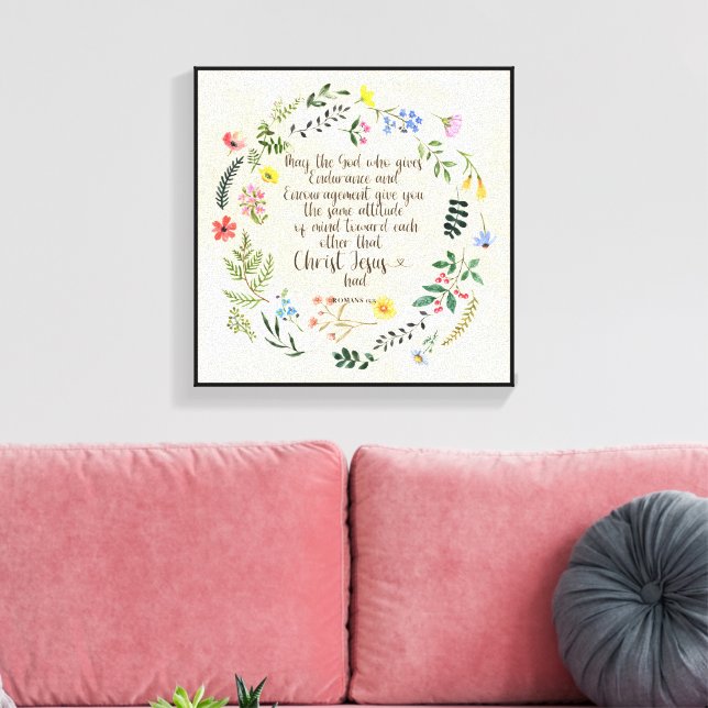 Impressão Em Tela Romanos Imagem Versa de Bíblia 15:5 (Insitu(Sala de estar))