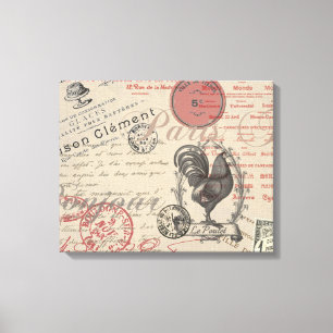 Impressão Em Tela Rooster de Paris com Escrita Manual em Francês Vi