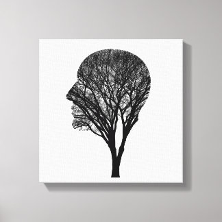 Impressão Em Tela Rooted Mind – Human Profile Tree Silhouette Art
