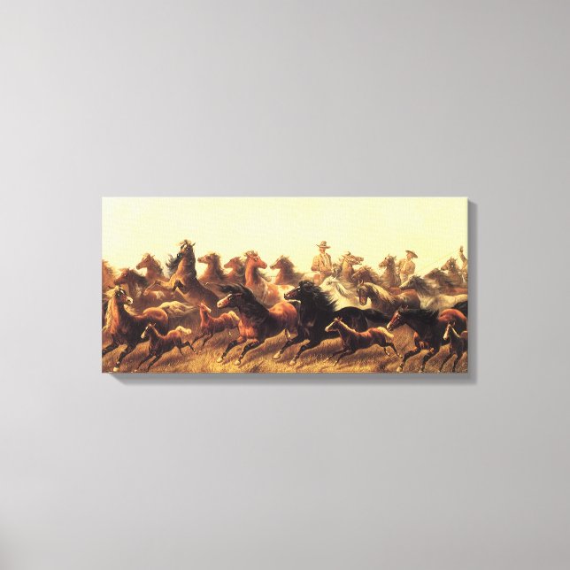 Impressão Em Tela Roping Wild Horses de James Walker (Frente)