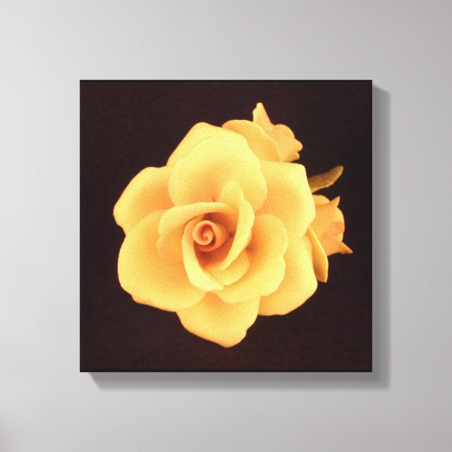 Impressão Em Tela Rosa Amarela no Preto Matte (Frente)