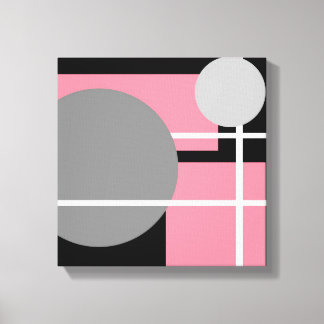 Impressão Em Tela Rosa Cinza Preto Branco Moderno - Lona Enrolada
