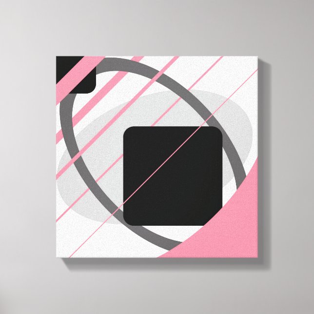 Impressão Em Tela Rosa Cinza Preto Branco Moderno - Tela Enrolada (Frente)