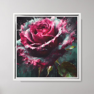 Impressão Em Tela Rosa de Baccara Enigmático
