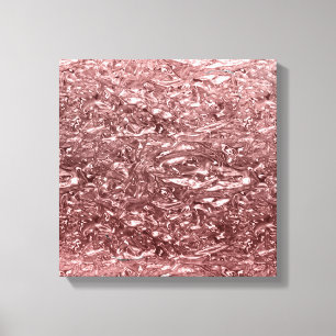 Impressão Em Tela Rosa Dourado Líquido Cromado Metálico Chic Glam