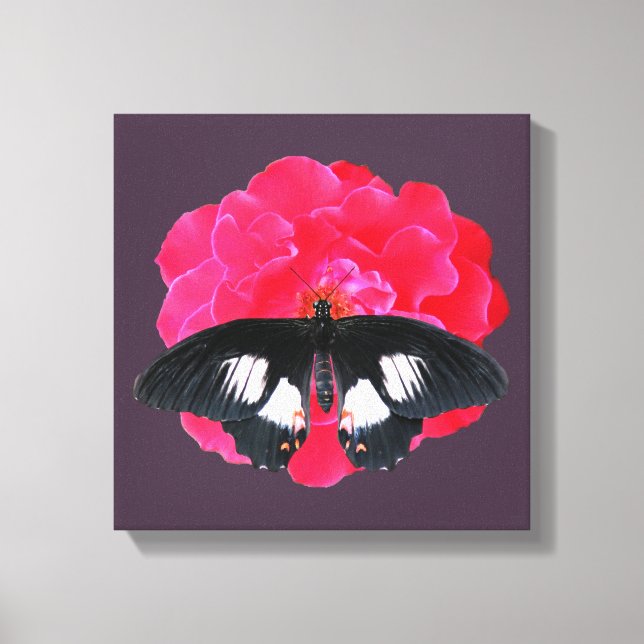 Impressão Em Tela Rosa e Swallowtail (Frente)