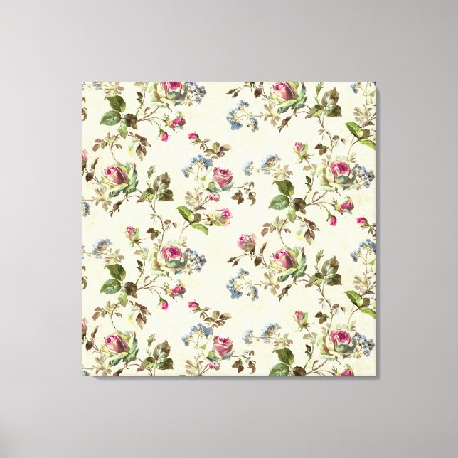 Impressão Em Tela rosa floral de papel de parede bonito (Frente)