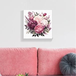 Impressão Em Tela Rosa Lilás Roxa Peônias Floral Flor