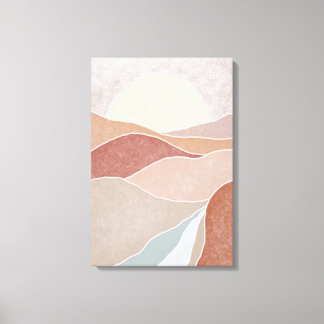 Impressão Em Tela Rosa meio século e Montanha Abstrato Mauve Sunset (Frente)