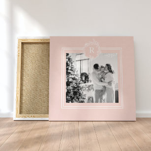Impressão Em Tela Rosa Moderno e Branco   Foto da família   Inicial