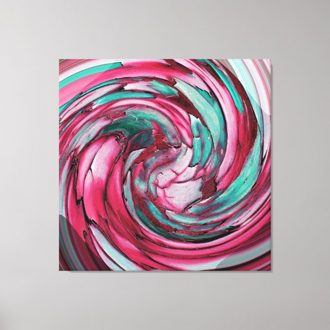 Impressão Em Tela Rosa N Teal Abstrato Art - Dolphin N Eagle - Canva (Frente)