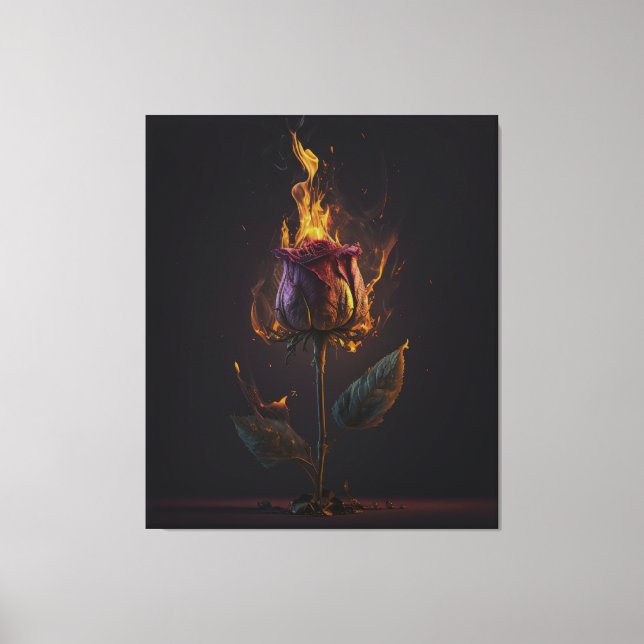 Impressão Em Tela rosa no fogo (Frente)