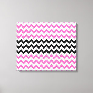 Impressão Em Tela Rosa quente e preto Chevron por Shirley Taylor