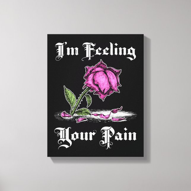 Impressão Em Tela Rosa Rosa no Desespero Texto Branco (Frente)