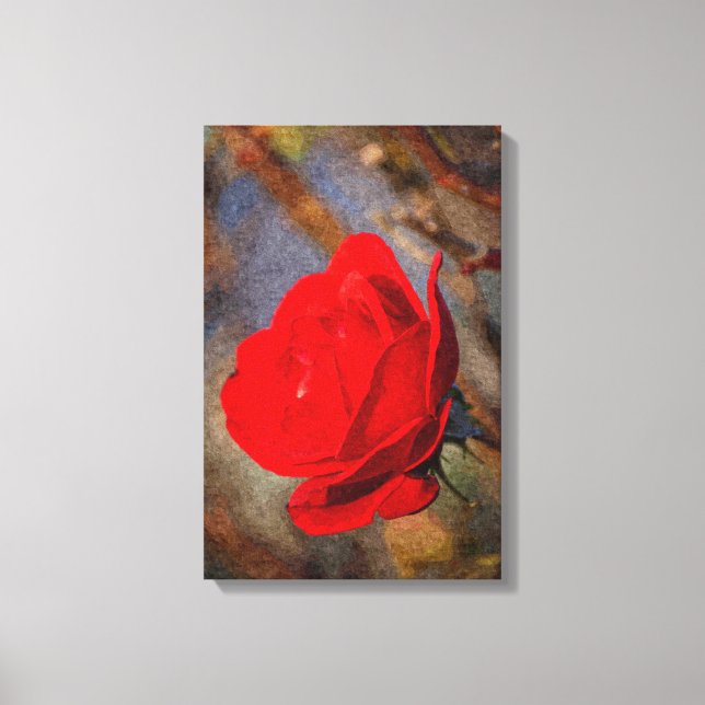 Impressão Em Tela Rosa vermelha (Frente)