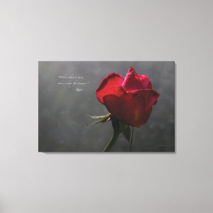 Impressão Em Tela Rosa vermelha, citações de Rumi, 36" x 24" -