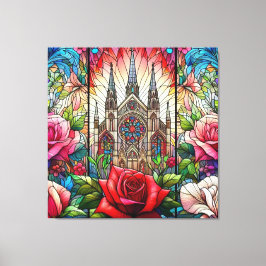 Impressão Em Tela Rosa vermelha de vidro retido