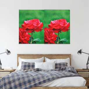 Impressão Em Tela Rosa Vermelha Personalizada em plena floração por