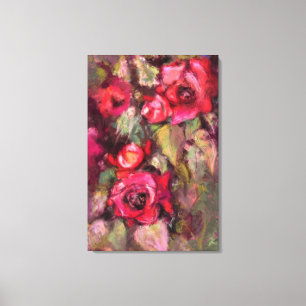 Impressão Em Tela rosa vermelha - Primavera - pintura original Abstr