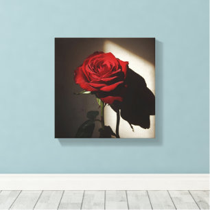 Impressão Em Tela Rosa vermelha Sombreada - Dramática Chiaroscuro Fl