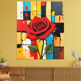 Impressão Em Tela Rosa Vibrante em Paisagem Urbana Abstrata