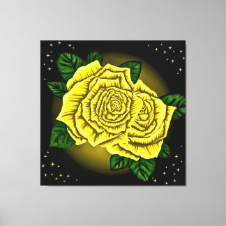 Impressão Em Tela Rosas Amarelas e Estrelas