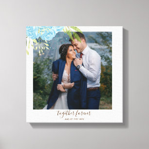 Impressão Em Tela Rosas Azuis Dusty NewlyWeds Dando Presente Pessoal