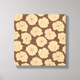 Impressão Em Tela Rosas barrocas em marrom-noz - padrão sem costura.