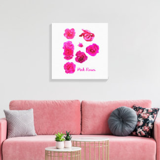 Impressão Em Tela Rosas Cor-de-Rosa