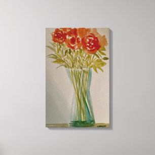 Impressão Em Tela Rosas De Aquarela Original Na Pintura Jar V3