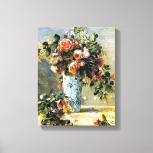Impressão Em Tela Rosas e jasmim em uma Delft Vase Renoir Fine Art