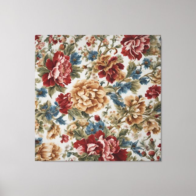 Impressão Em Tela Rosas Elegante Italiano Vermelho e Ouro (Frente)