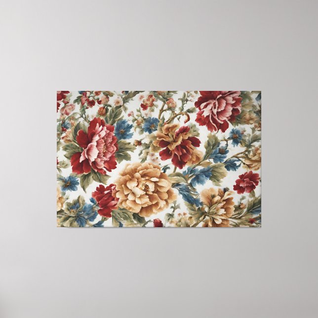 Impressão Em Tela Rosas Elegante Italiano Vermelho e Ouro (Frente)