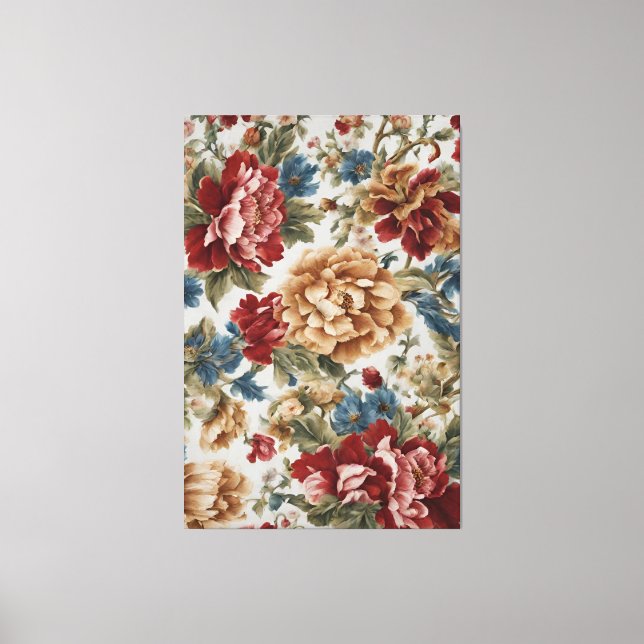 Impressão Em Tela Rosas Elegante Italiano Vermelho e Ouro (Frente)