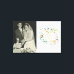 Impressão Em Tela rosas Florais de Foto de Aniversário do Casamento<br><div class="desc">Um belo aniversário de 50 ouros de casamento,  com uma bela árvore de cor d'água floral verde. Personalize com uma foto especial de casamento e detalhes de aniversário definidos em tipografia de ouro clássica. Projetado por Thisnotme©</div>