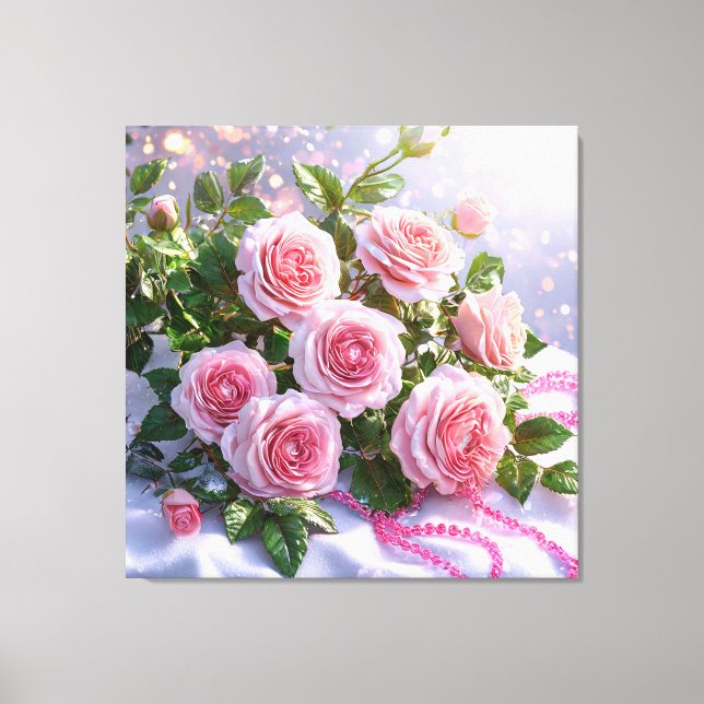 Impressão Em Tela Rosas rosa suave (Frente)