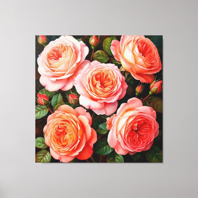 Impressão Em Tela Rosas Rosa Vibrantes no Sangue do Cheio (Frente)