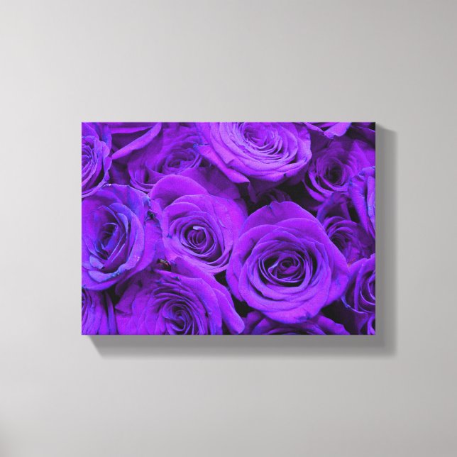 Impressão Em Tela rosas roxas violetas românticas, buquê de rosa bon (Frente)