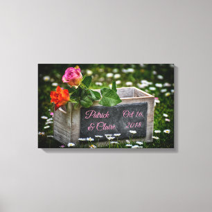 Impressão Em Tela Rosas Rústicas, Margaridas, Casamento, Aniversário