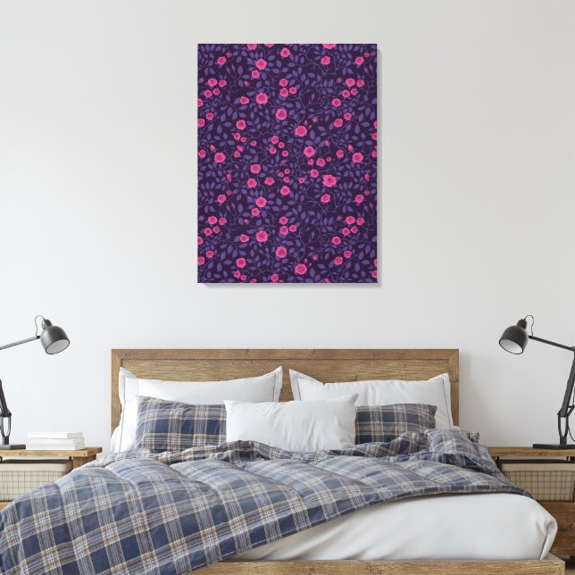 Impressão Em Tela Rosas selvagens a rosa e roxo (Insitu(Quarto))