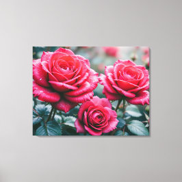 Impressão Em Tela Rosas Vermelhas Florais Românticas Elegantes