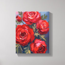 Impressão Em Tela Rosas Vermelhas | Pintura em Aquarela Floral