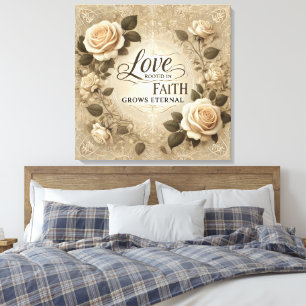 Impressão Em Tela Rosas vintage creme arte de IA