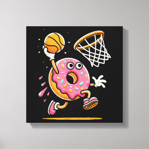 Impressão Em Tela Rosquinha Engraçada, Comida de basquetebol, Dunbal