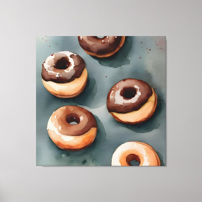 Impressão Em Tela Rosquinhas de chocolate Aquarela (Frente)