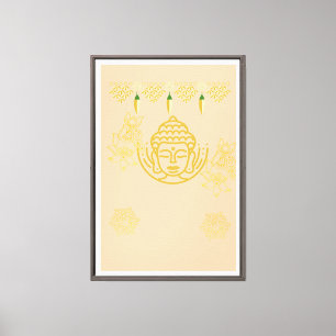 Impressão Em Tela Rosto de Buda Dourado com Mandala Floral Espirit