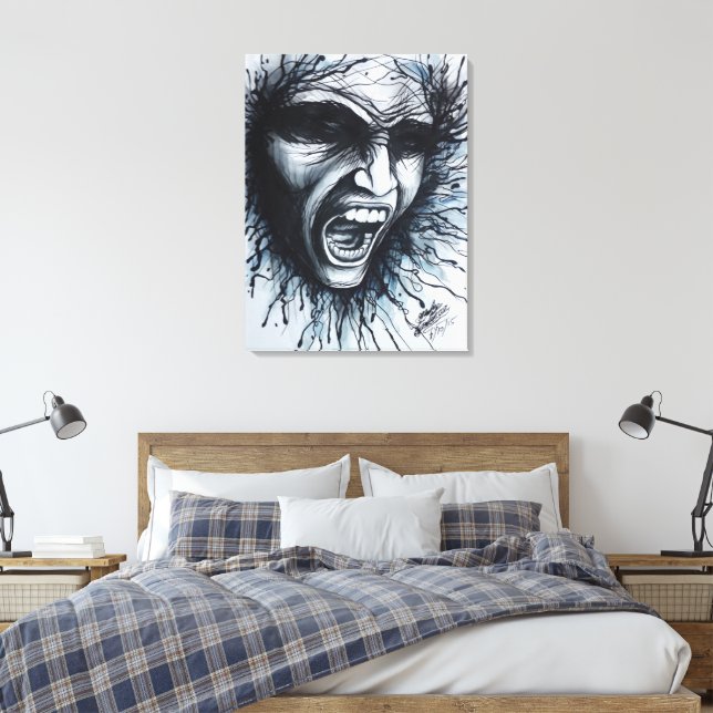 Impressão Em Tela Rosto de Gritação (Insitu(Quarto))