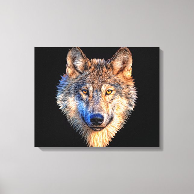 Impressão Em Tela Rosto de lobo. Cabeça de cinza assustadora (Frente)
