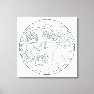Impressão Em Tela rosto na lua